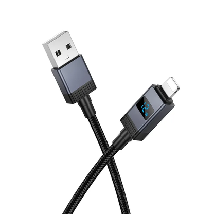 Cablu Date si Incarcare USB-A - Lightning HOCO X118 Display, 12W, 1m, Negru