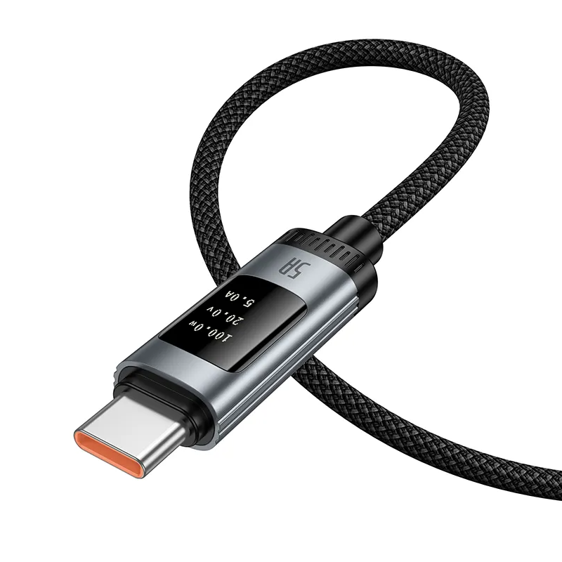 Cablu Date si Incarcare USB-A - USB-C HOCO Display U148, 100W, 1.2m, Negru
