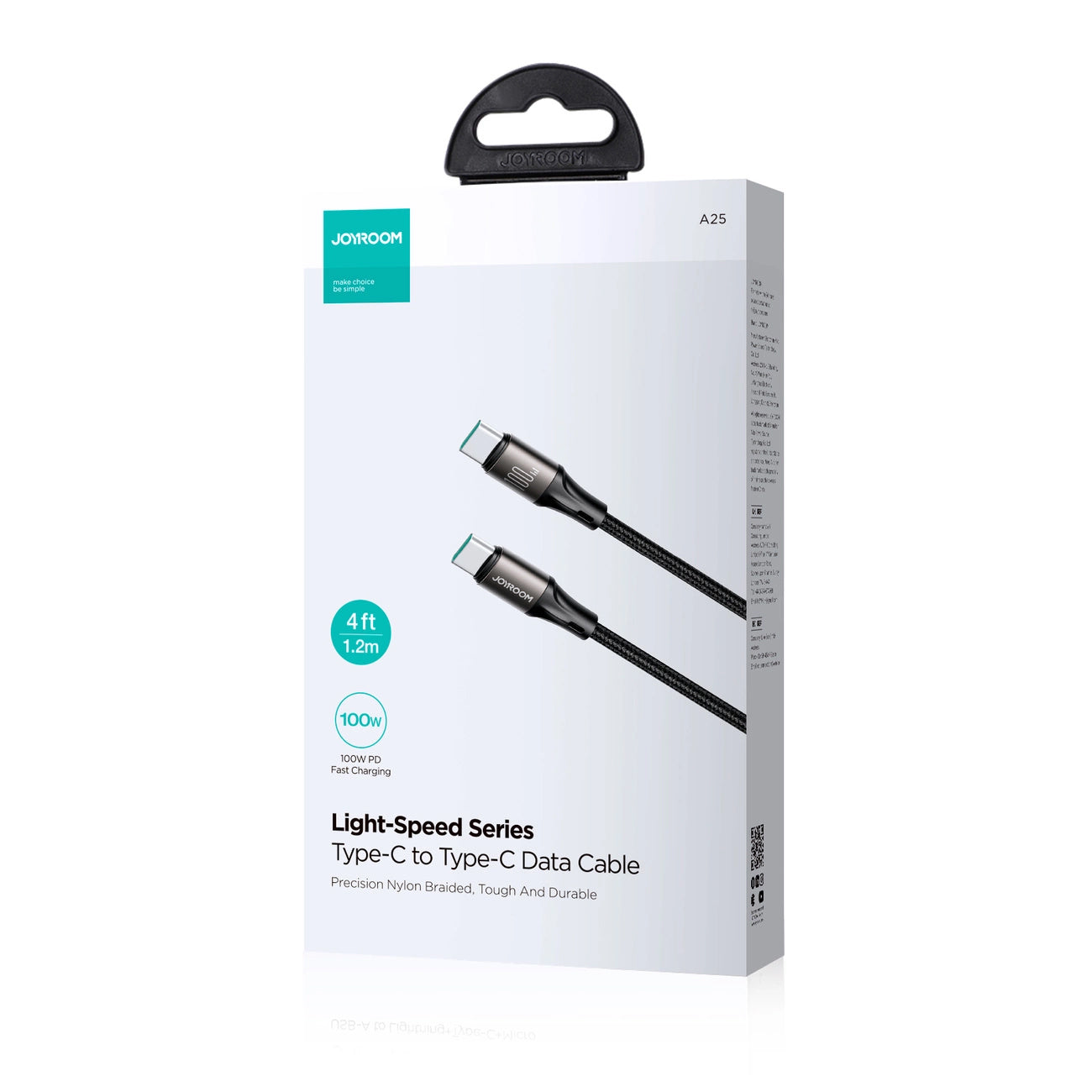 Cablu Date si Incarcare USB-C - USB-C Joyroom S-A25 Light-Speed, 100W, 1.2m, Negru