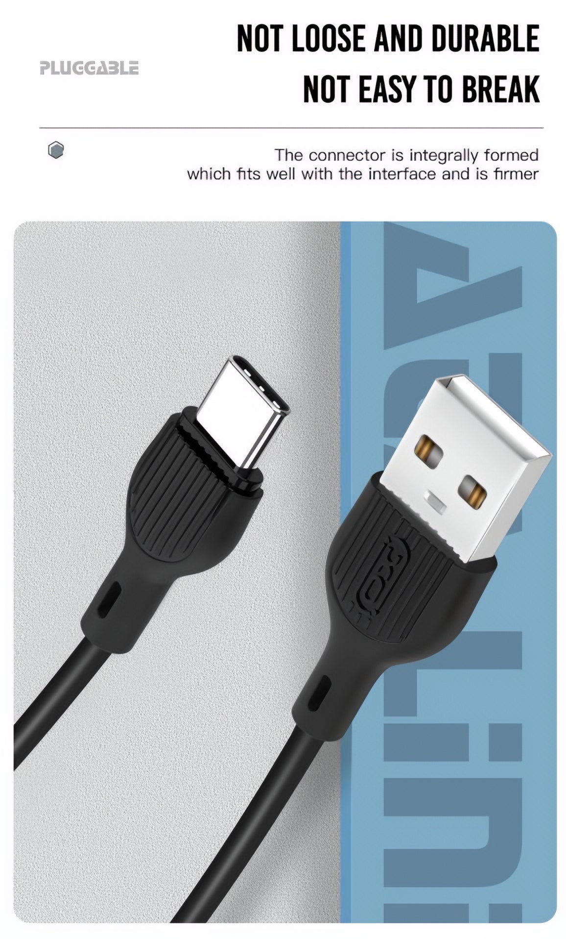 Cablu Date si Incarcare USB-A - USB-C XO Design NB200, 10W, 1m, Negru