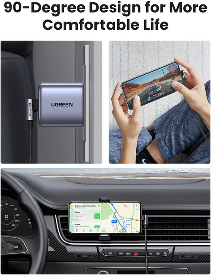 Cablu Date si Incarcare USB-C - USB-C UGREEN US255 Angled, 60W, 3m, Gri