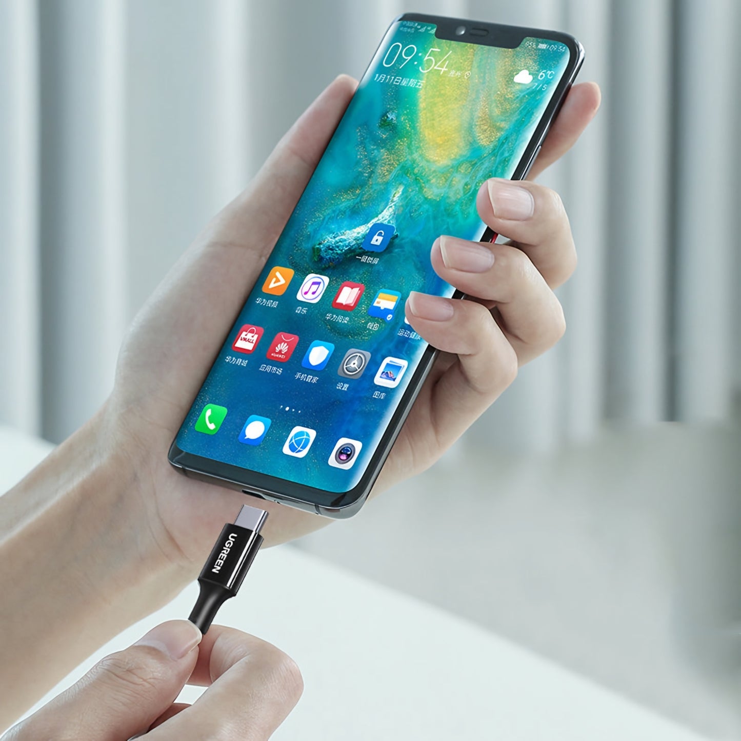 Cablu Date si Incarcare USB-C - USB-C UGREEN US300, 100W, 2m, Alb