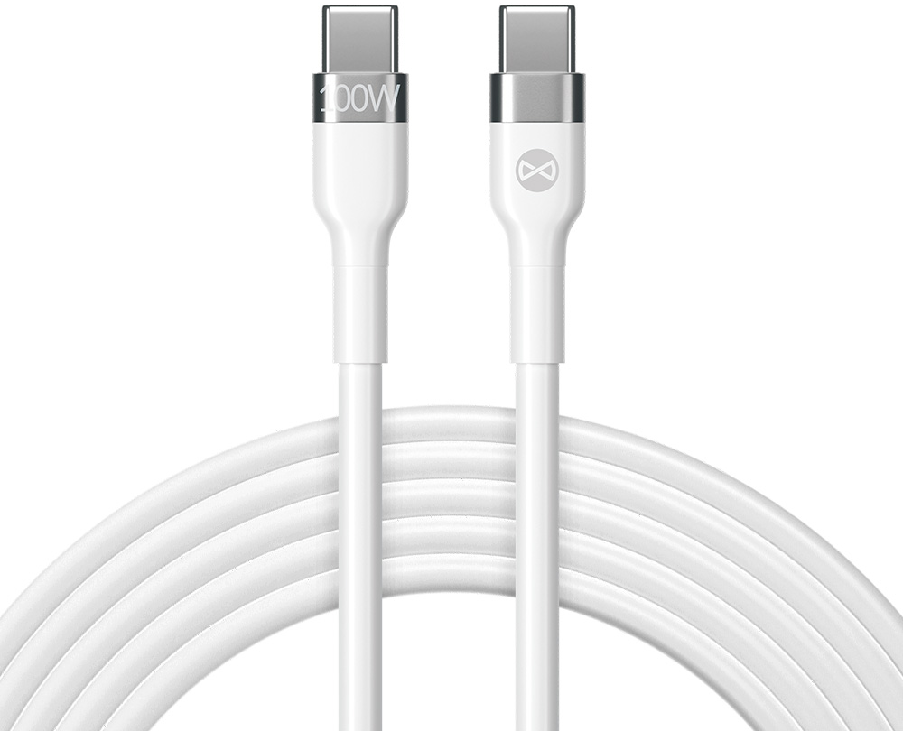 Cablu Date si Incarcare USB-C - USB-C Forever Flexible, 100W, 2m, Alb