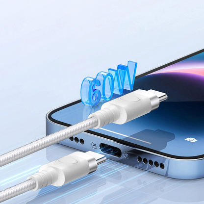 Cablu Date si Incarcare USB-C - USB-C Orico CDX, 60W, 1m, Alb