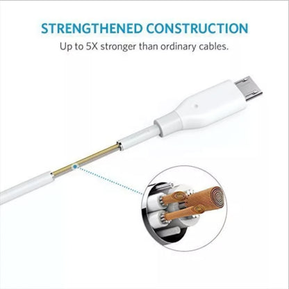 Cablu Date si Incarcare USB-A - microUSB Anker PowerLine, 18W, 1m, Alb A8132H21