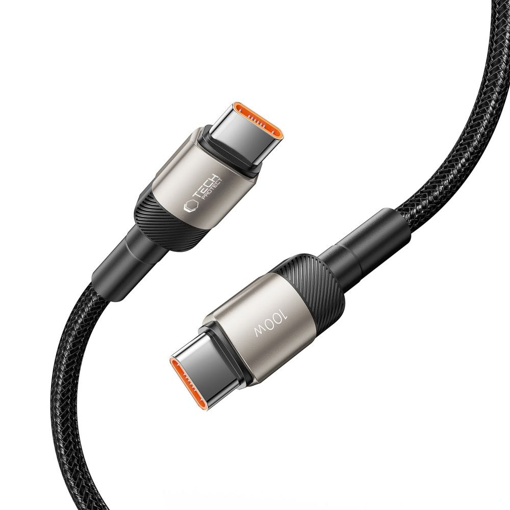 Cablu Date si Incarcare USB-C - USB-C Tech-Protect Ultraboost EVO, 100W, 1m, Argintiu