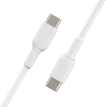 Cablu Date si Incarcare USB-C - USB-C Belkin BoostCharge, 60W, 1m, Alb CAB003bt1MWH