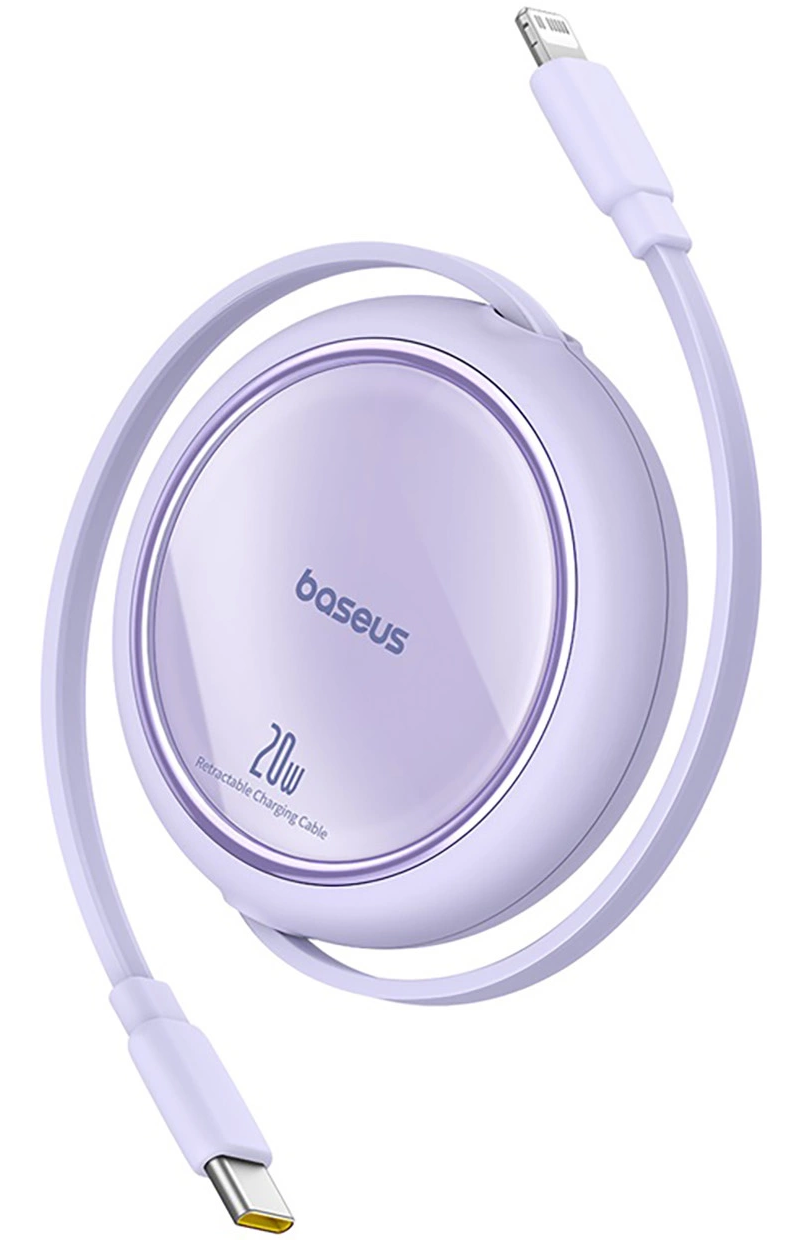 Cablu Date si Incarcare USB-C - Lightning Baseus Free2Pull Mini Retractable, 20W, Mov P10364501511-00