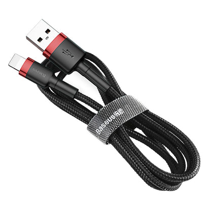 Cablu Date si Incarcare USB-A - Lightning Baseus Cafule, 18W, 3m, Rosu CALKLF-R91