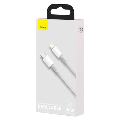 Cablu Date si Incarcare USB-C - Lightning Baseus High Density Braided, 20W, 1m, Alb CATLGD-02