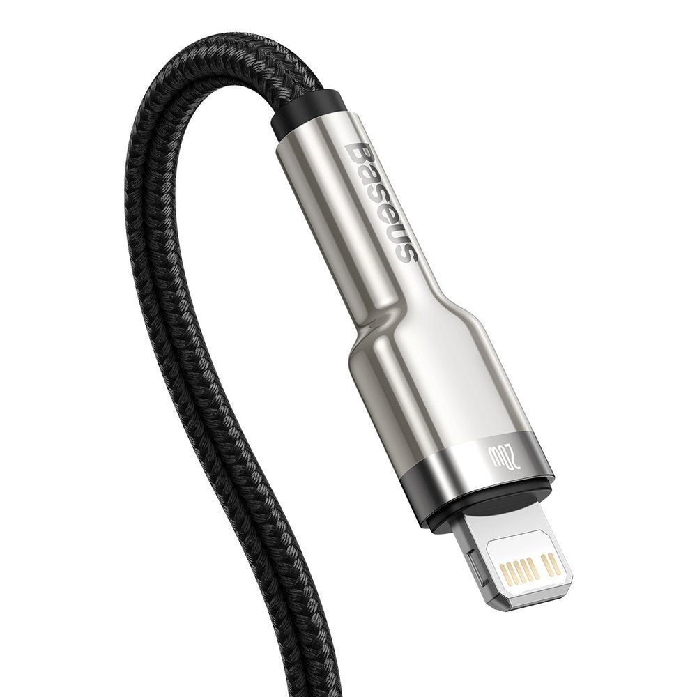 Cablu Date si Incarcare USB-C - Lightning Baseus Cafule Metal Series, 20W, 2m, Negru CATLJK-B01