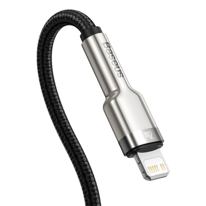 Cablu Date si Incarcare USB-C - Lightning Baseus Cafule Metal Series, 20W, 2m, Negru CATLJK-B01
