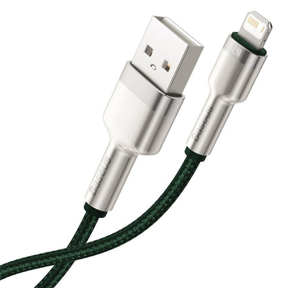 Cablu Date si Incarcare USB-A - Lightning Baseus Cafule Metal Series, 18W, 2m, Verde CALJK-B06
