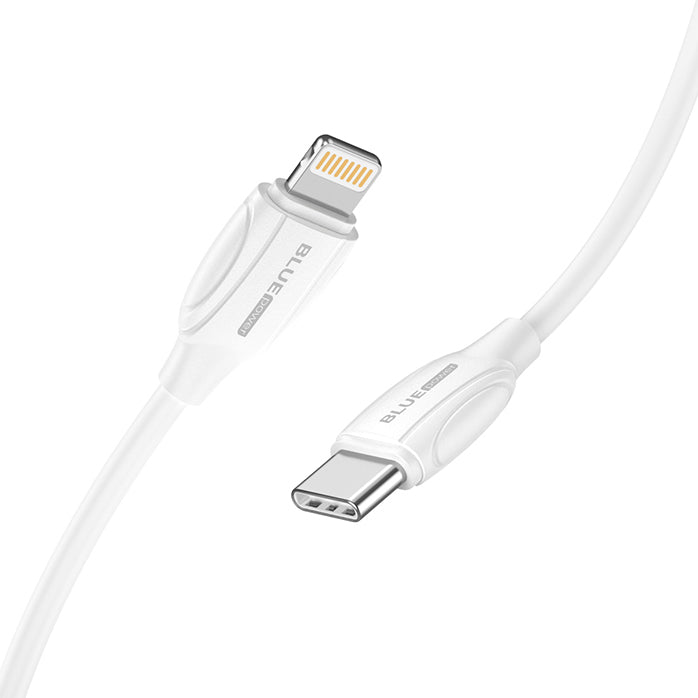 Cablu Date si Incarcare USB-C - Lightning BLUE Power B2BX19, 18W, 2m, Alb