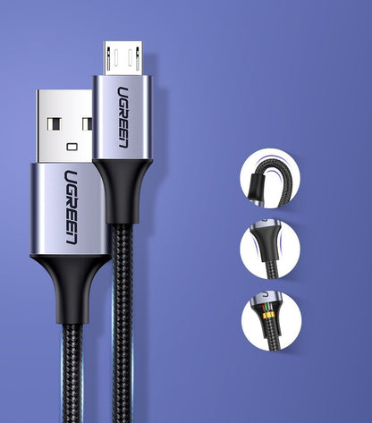 Cablu Date si Incarcare USB-A - microUSB UGREEN US290, 18W, 1.5m, Negru