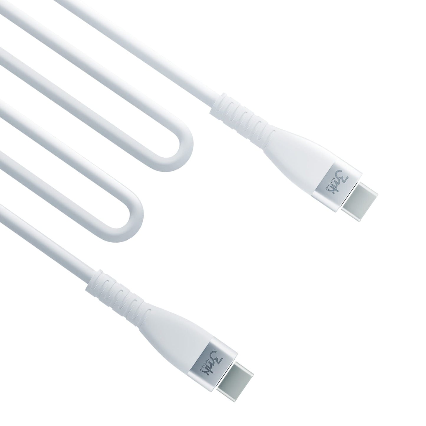 Cablu Date si Incarcare USB-C - USB-C 3MK Hyper Silicone, 60W, 1m, Alb