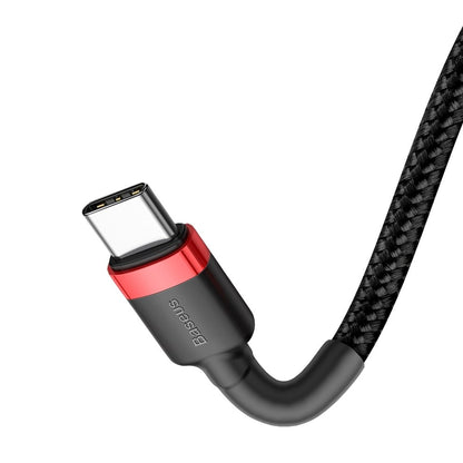 Kabel USB-C do ładowania i transmisji danych - USB-C Baseus Cafule, 60W, 1m, czerwony CATKLF-G91