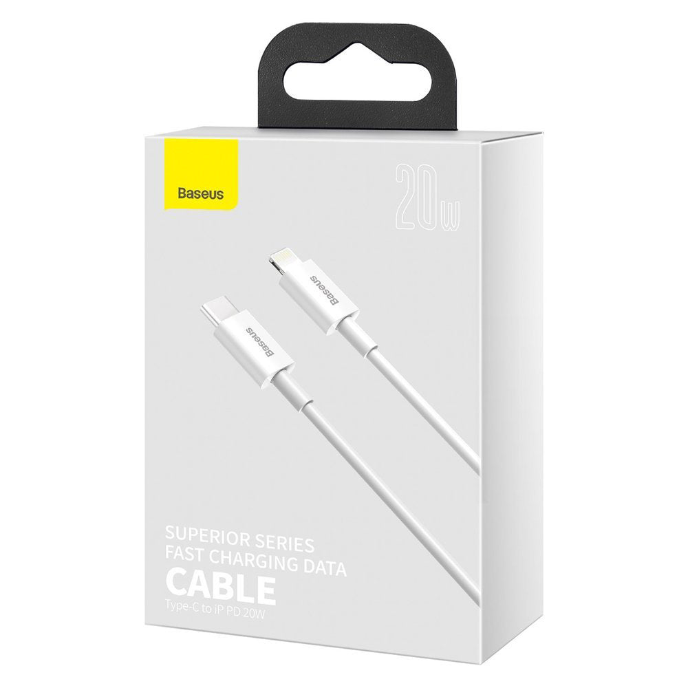 Cablu Date si Incarcare USB-C - Lightning Baseus Superior Series, 20W, 0.25m, Alb CATLYS-02