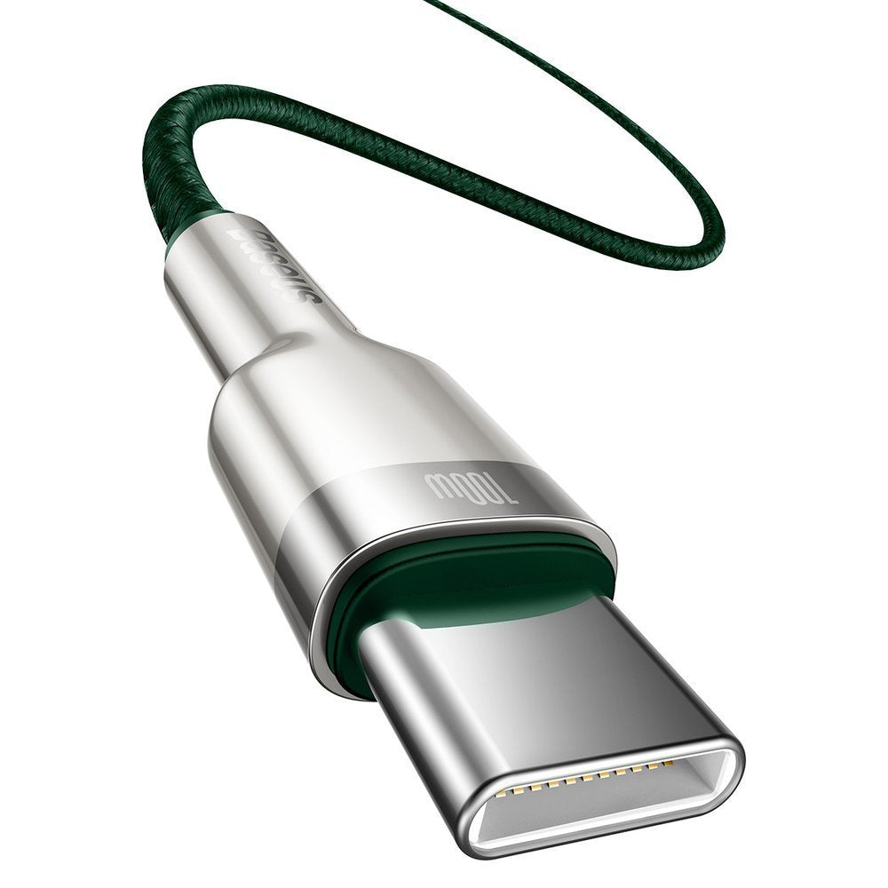 Cablu Date si Incarcare USB-C - USB-C Baseus Cafule Metal Series, 100W, 2m, Verde CATJK-D06