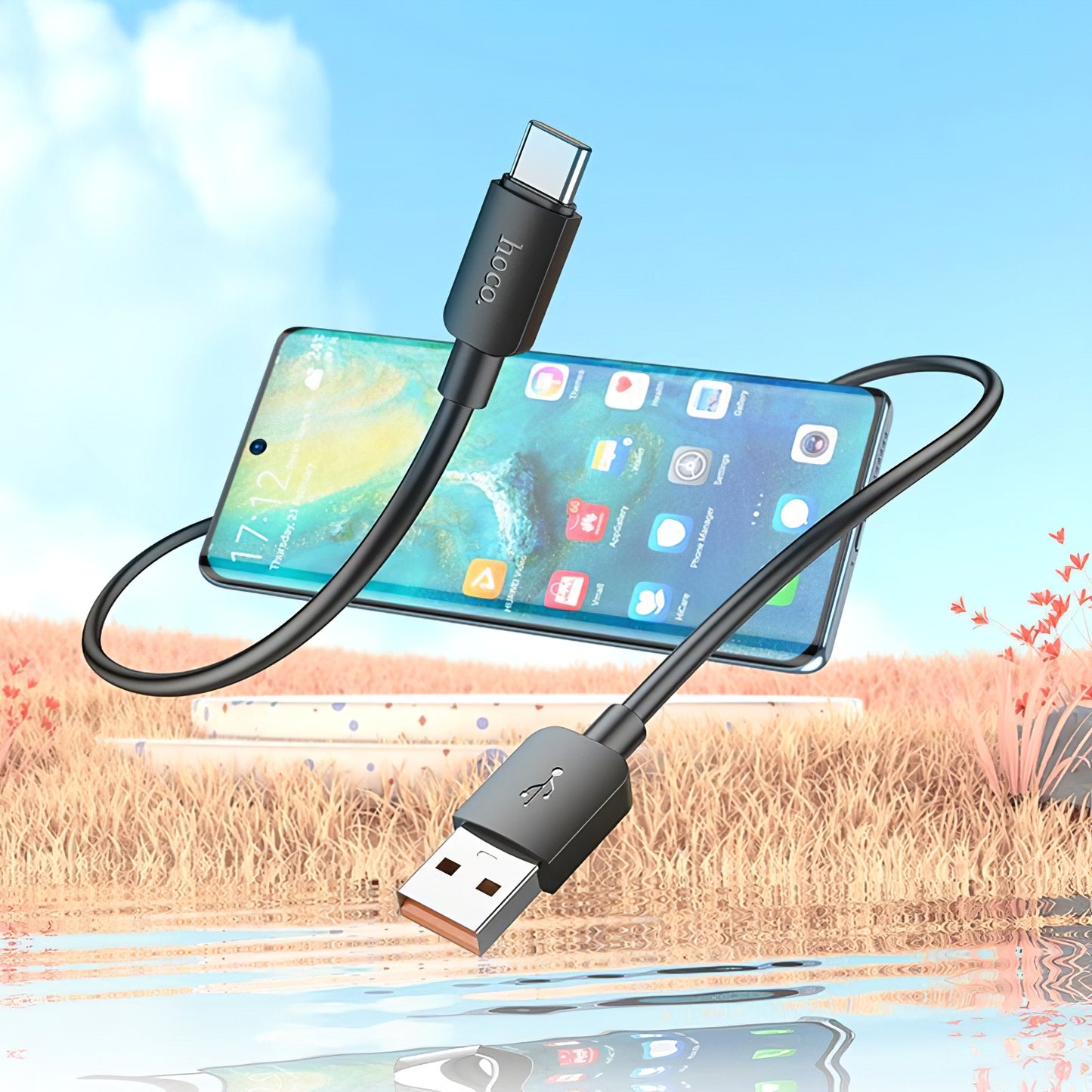Cablu Date si Incarcare USB-A - USB-C HOCO X96, 100W, 1m, Negru