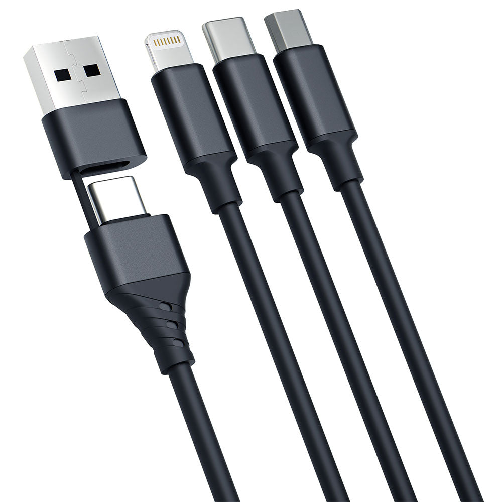 Cablu Incarcare USB-A / USB-C - Lightning / microUSB / USB-C 3MK Hyper, 12W, 1.5m, Negru