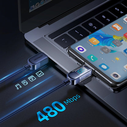 Cablu Date si Incarcare USB-C - USB-C Joyroom A4 Display, 100W, 1.2m, Albastru