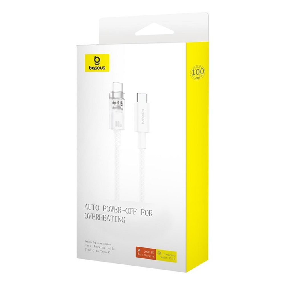 Cablu Date si Incarcare USB-C - USB-C Baseus Explorer, 100W, 2m, Alb P10319703221-01