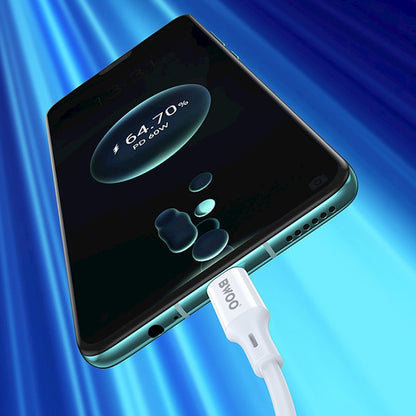 Cablu Date si Incarcare USB-C - USB-C BWOO X282, 60W, 1m, Alb