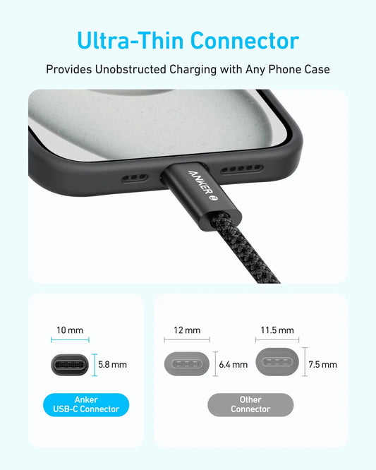 Cablu Date si Incarcare USB-C - USB-C Anker Zolo, 240W, 1m, Negru A8060H11