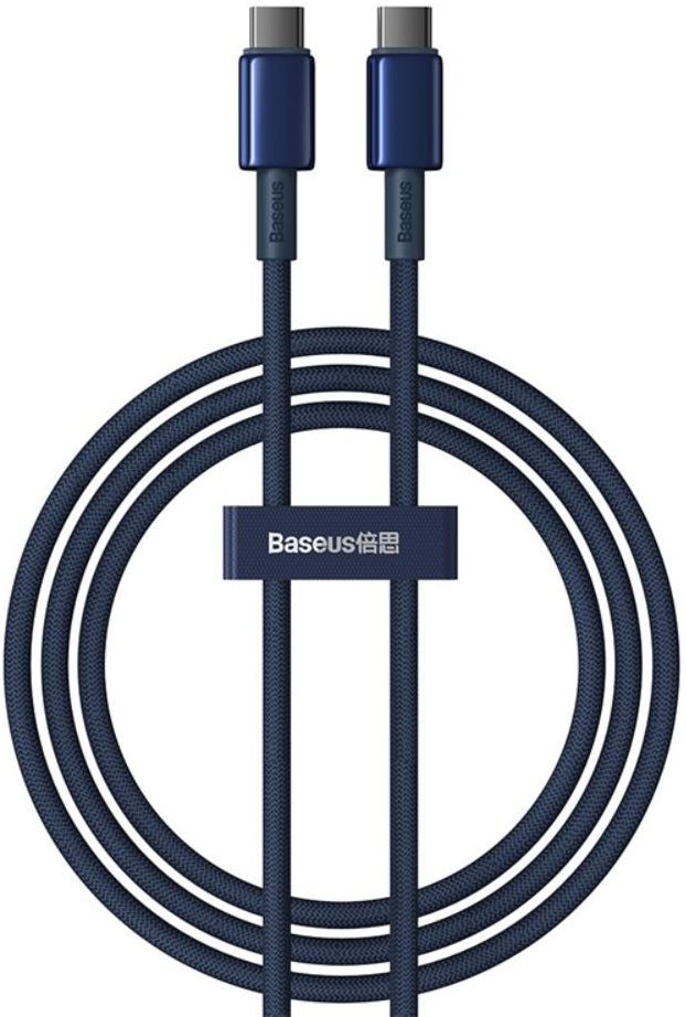 Cablu Date si Incarcare USB-C - USB-C Baseus Tungsten Gold, 100W, 1m, Bleumarin P10319800321-03