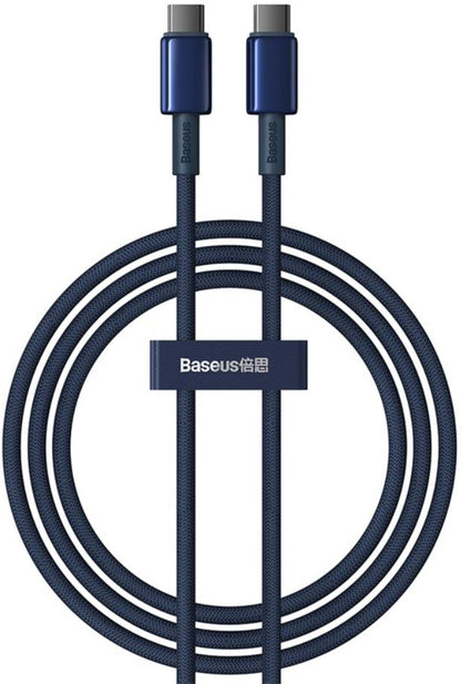 Cablu Date si Incarcare USB-C - USB-C Baseus Tungsten Gold, 100W, 1m, Bleumarin P10319800321-03