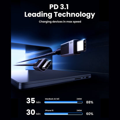 Cablu Date si Incarcare USB-C - USB-C UGREEN L513, 240W, 1m, Negru