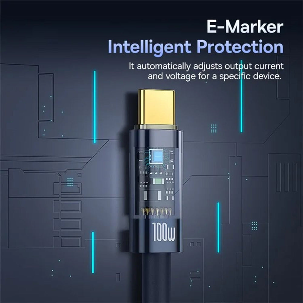 Cablu Date si Incarcare USB-C - USB-C Baseus Explorer, 100W, 1m, Bleumarin P10319704321-00