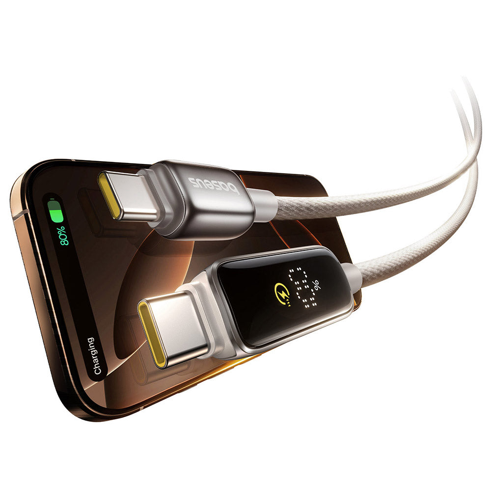 Cablu Date si Incarcare USB-C - USB-C Baseus Vipow Display, 100W, 1m, Gri P10381802851-00