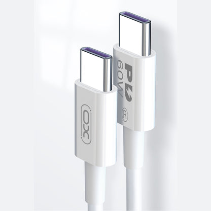 Cablu Date si Incarcare USB-C - USB-C XO Design NB-Q190A, 60W, 1m, Alb