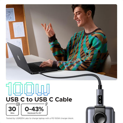 Cablu Date si Incarcare USB-C - USB-C UGREEN L509, 100W, 2m, Gri