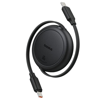 Cablu Date si Incarcare USB-C - USB-C Baseus Free2Pull Mini Retractable, 60W, 1m, Negru P10364500111-01