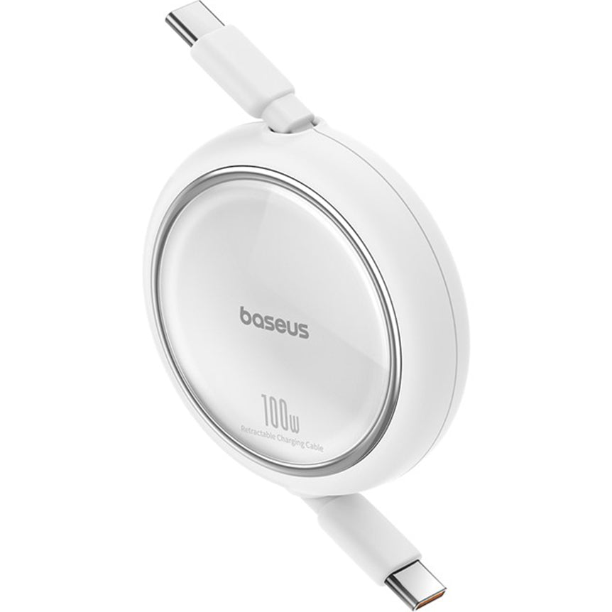 Cablu Date si Incarcare USB-C - USB-C Baseus Free2Draw Mini Retractable, 100W, 1m, Alb P10364500211-00