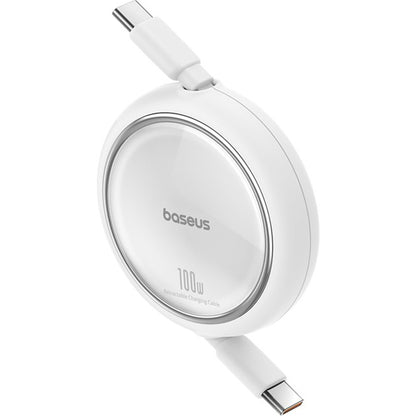 Cablu Date si Incarcare USB-C - USB-C Baseus Free2Draw Mini Retractable, 100W, 1m, Alb P10364500211-00