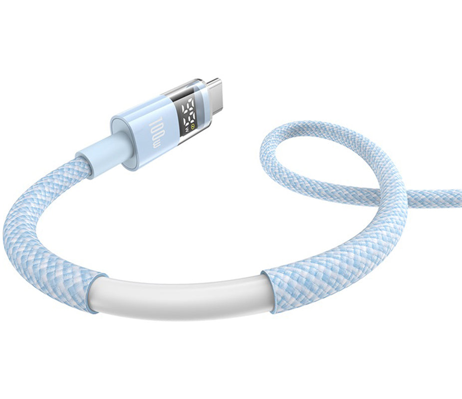 Cablu Date si Incarcare USB-A - USB-C Baseus Display 2, 100W, 1m, Albastru P10382701311-00