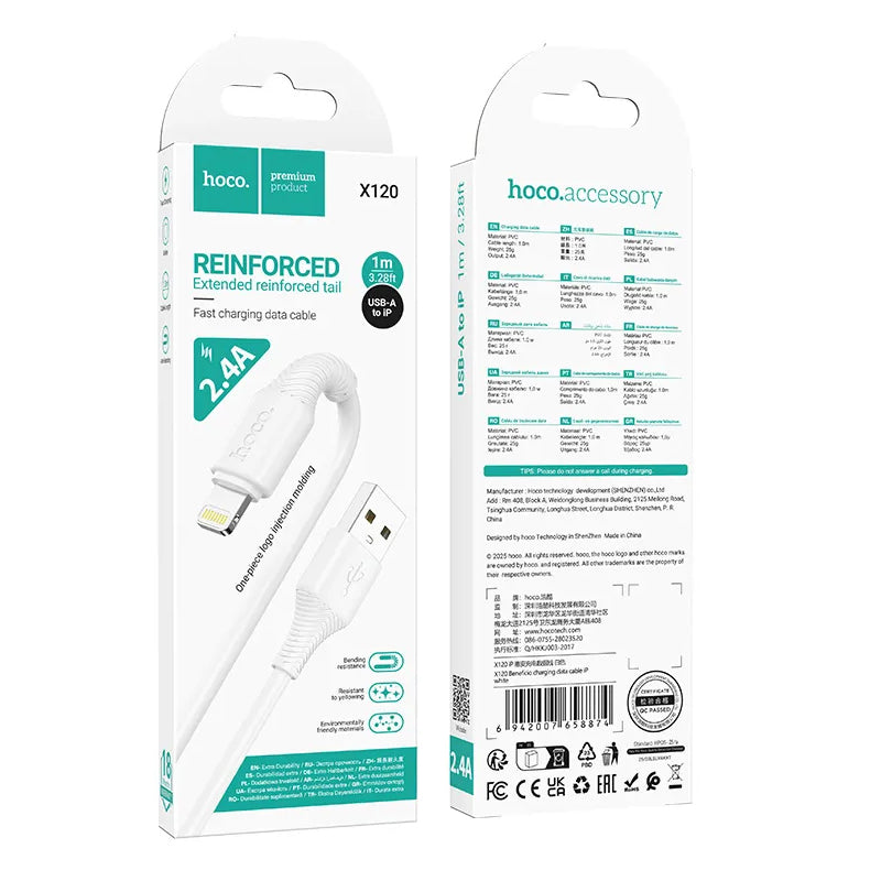 Cablu Date si Incarcare USB-C - Lightning HOCO X120, 20W, 1m, Alb