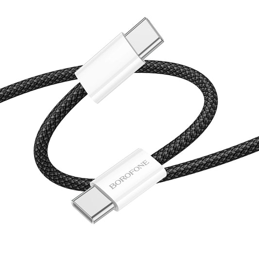 Cablu Date si Incarcare USB-C - USB-C Borofone BX103 Original, 60W, 1m, Negru