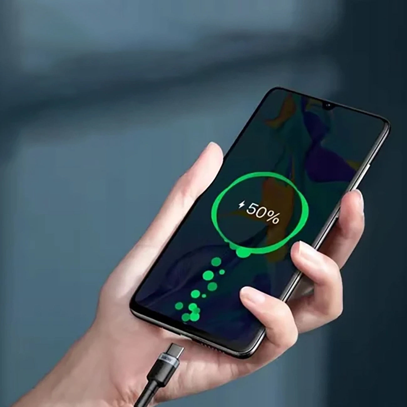 Cablu Date si Incarcare USB-C - USB-C Baseus Cafule, 100W, 2m, Gri CATKLF-BLG1