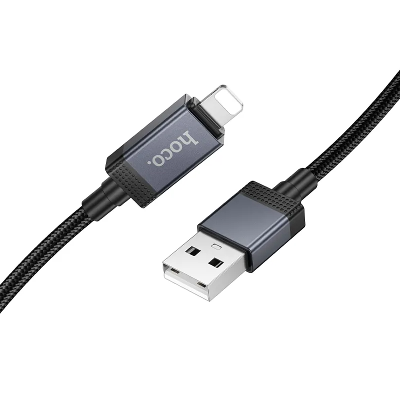 Cablu Date si Incarcare USB-A - Lightning HOCO X118 Display, 12W, 1m, Negru