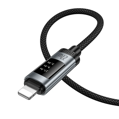 Cablu Date si Incarcare USB-C - Lightning HOCO Display U148, 27W, 1.2m, Negru