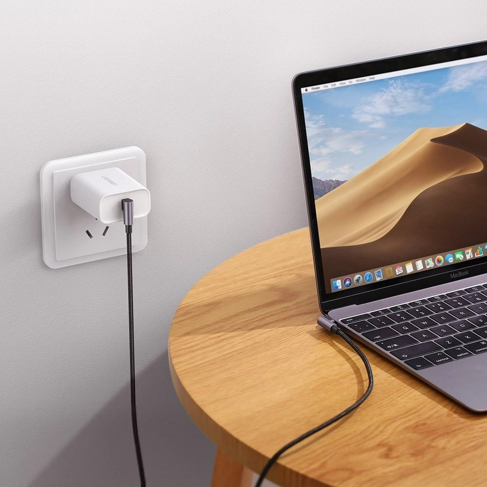 Cablu Date si Incarcare USB-C - USB-C UGREEN US323 Angled, 60W, 2m, Negru