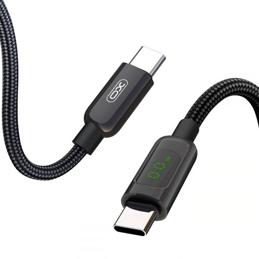 Cablu Date si Incarcare USB-C - USB-C XO Design NB-Q203B Display, 60W, 1m, Negru