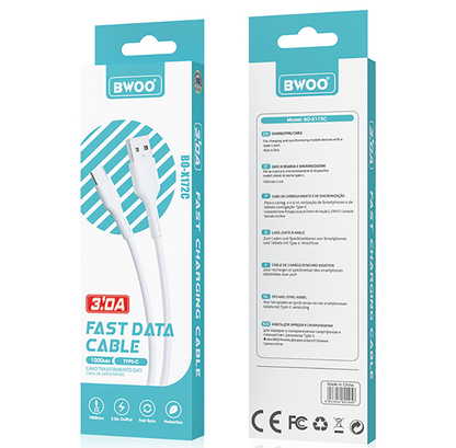 Cablu Date si Incarcare USB-A - USB-C BWOO X172C, 60W, 1m, Alb