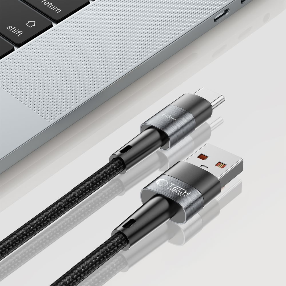 Cablu Date si Incarcare USB-A - USB-C Tech-Protect Ultraboost, 66W, 0.5m, Gri