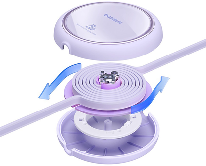 Cablu Date si Incarcare USB-C - Lightning Baseus Free2Pull Mini Retractable, 20W, Mov P10364501511-00